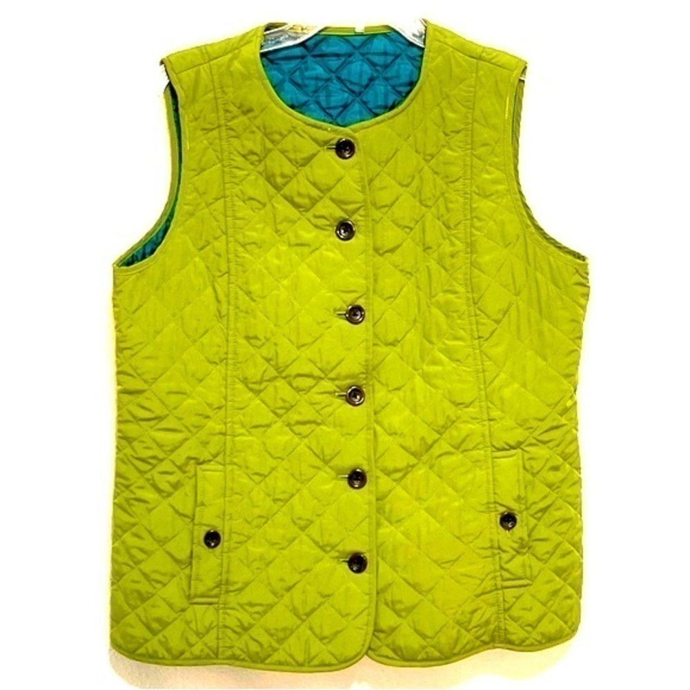J.Jill Woman Green Grenaploce Quilted Vest Size L